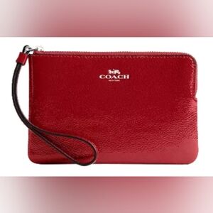 New COACH  Wristlet In Red Pantent Leather NWT
